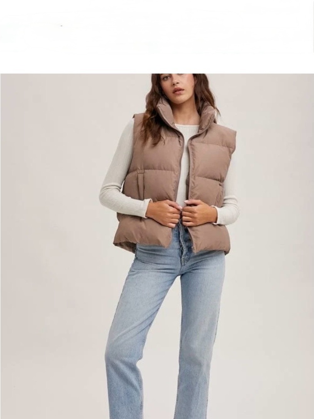 Bluivy Neutral Taupe Quilted Puffer Vest - Picture 11 of 14